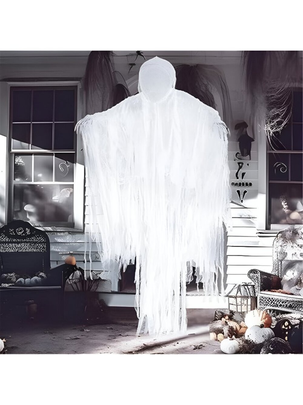 63” Halloween Hanging Ghost Decorations Outdoor, White Faceless Grim